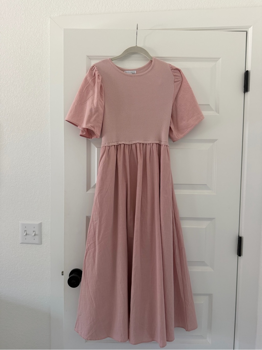 Baltic Born Blush Pink Puff Sleeve Maxi Dress
